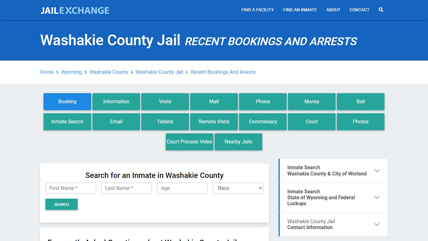 Washakie County Jail Recent Bookings And Arrests - Jail Exchange